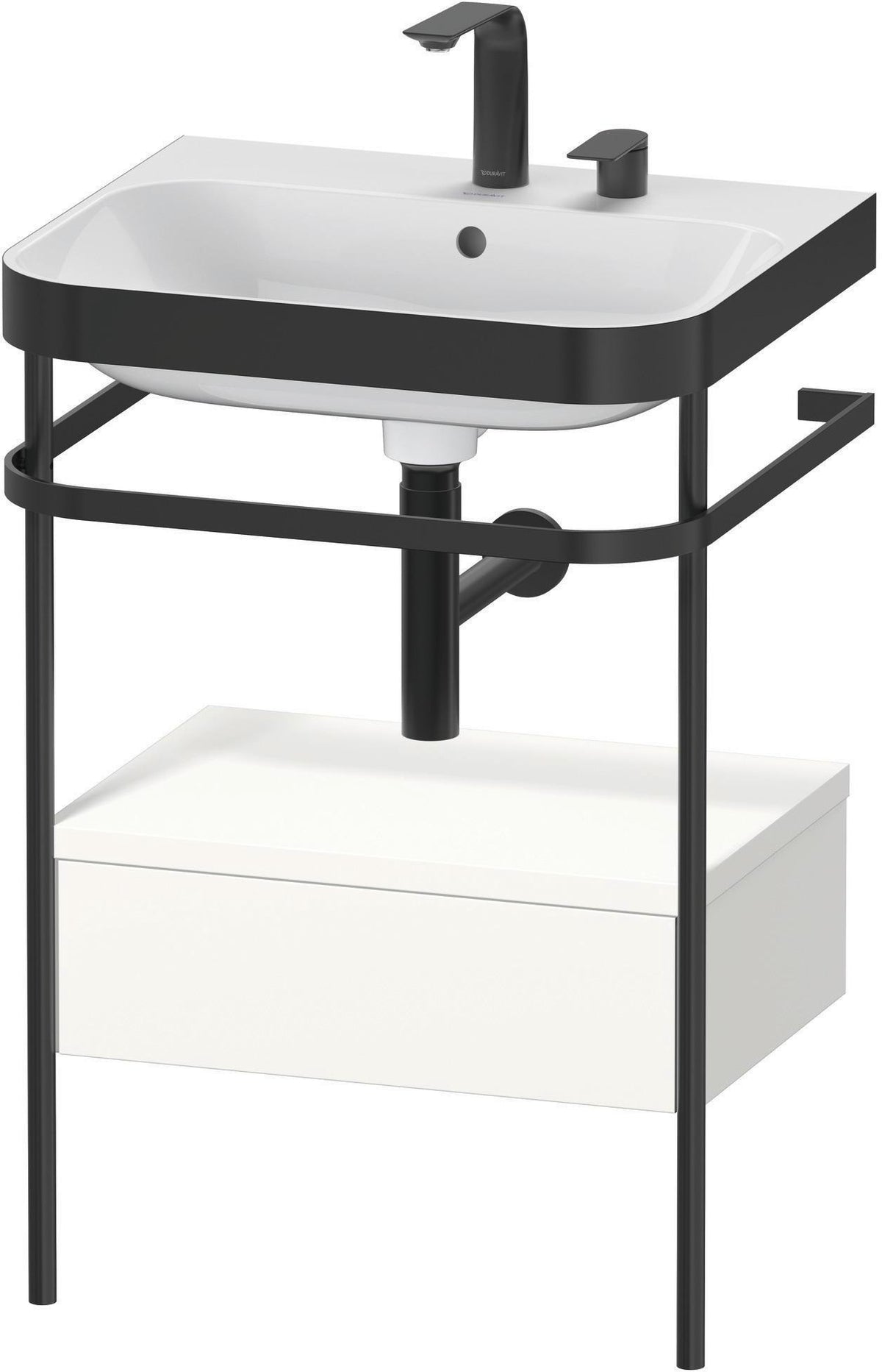 DURAVIT Happy D.2 c-bonded Waschtischset mit Metallkonsole, 575 mm, Weiß