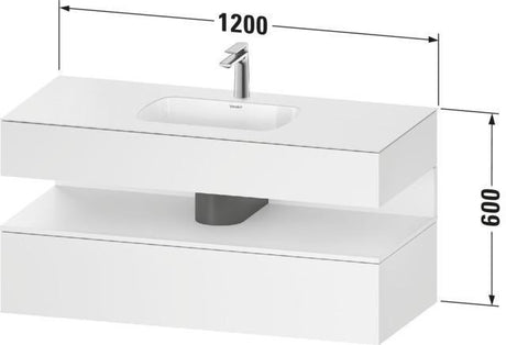 DURAVIT Qatego Einbauwaschtisch mit Konsolenwaschtischunterbau 1200 mm Eiche Terra & Weiß Hochglanz