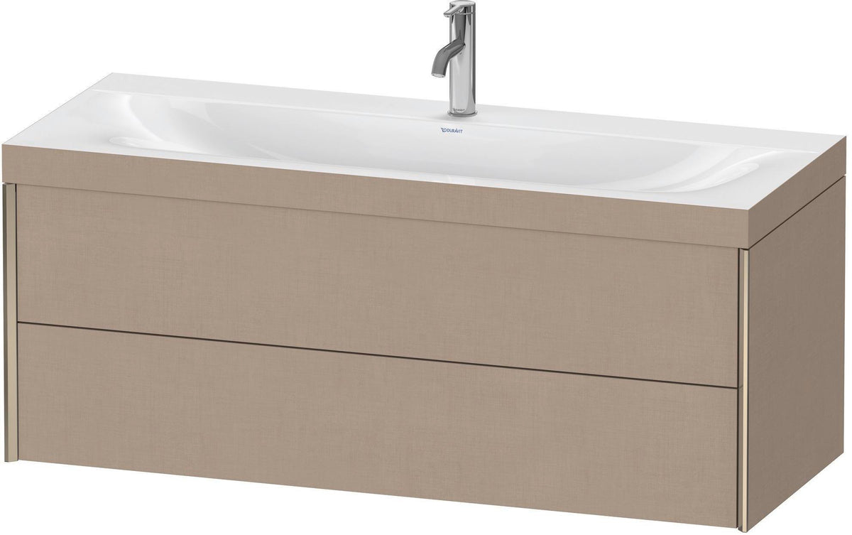 Duravit XViu c-bonded Waschtischunterbauset 1200 mm, 2 Schubkästen, champagner matt/leinen
