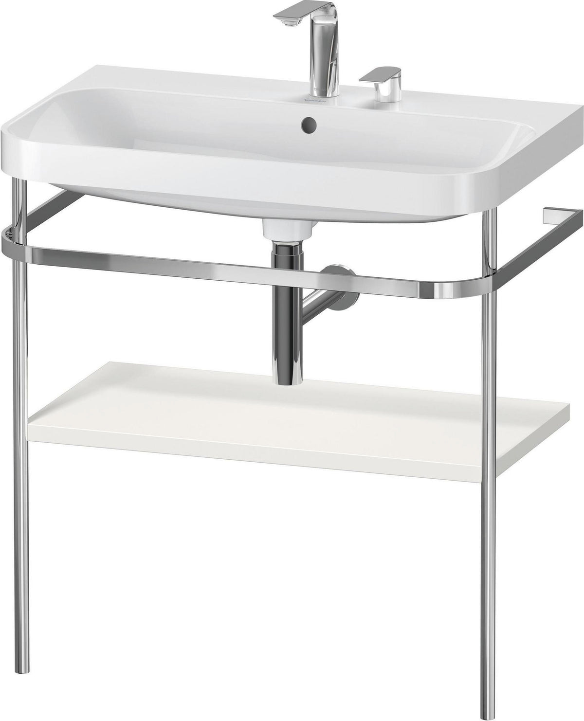 DURAVIT Happy D.2 c-shaped Waschtisch-Set 775 mm mit Metallkonsole, taupe seidenmatt