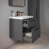 DURAVIT D-Code Halbhochschrank 400 mm, rechts, Basalt Matt, 1 Tür, Glasböden