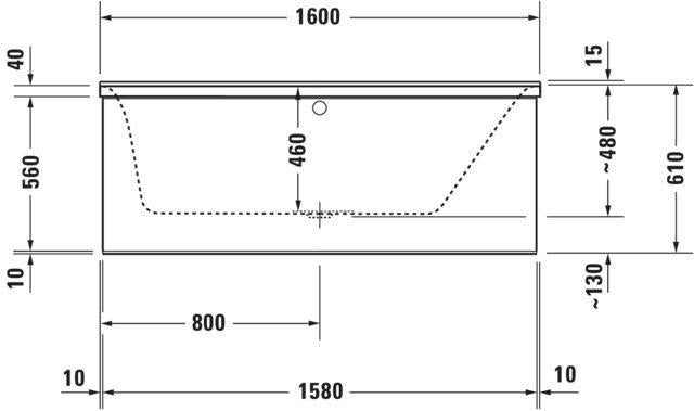 Duravit P3 Comforts Einbau-Badewanne 1600x700 mm Weiß, rechte Ausführung, 1 Rückenschräge