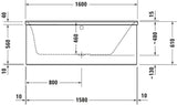 Duravit P3 Comforts Einbau-Badewanne 1600x700 mm Weiß, rechte Ausführung, 1 Rückenschräge