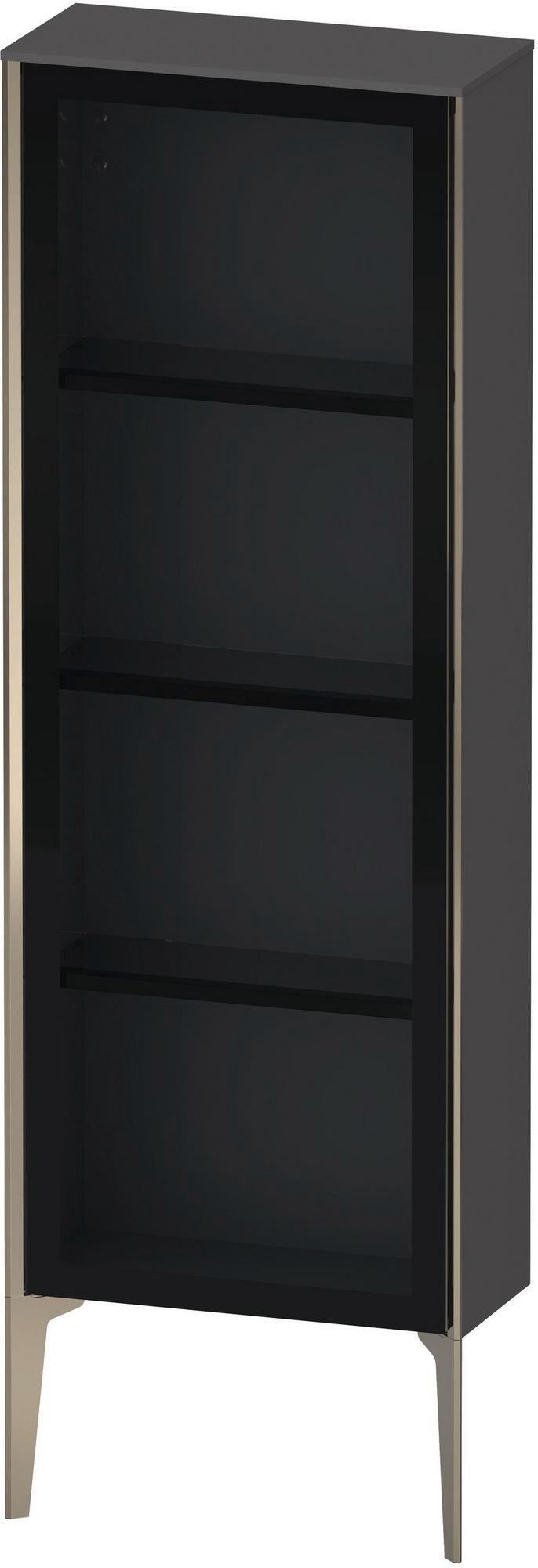 Duravit XViu Halbhochschrank 1330 mm, Glastür, links, mit Tip-on und Soft-Close, basalt matt