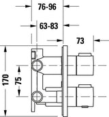 DURAVIT Thermostat Unterputz Set Rund Chrom Hochglanz – 2 Griffe, DN 15, Messing