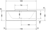 Duravit DuraStyle 2 Rechteck-Badewanne 1800x800mm weiß mit 2 Rückenschrägen