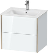 DURAVIT XViu Waschtischunterbau wandhängend 610 mm, 2 Schubkästen, weiß matt – ohne Griff, mit Tip-On-Technik