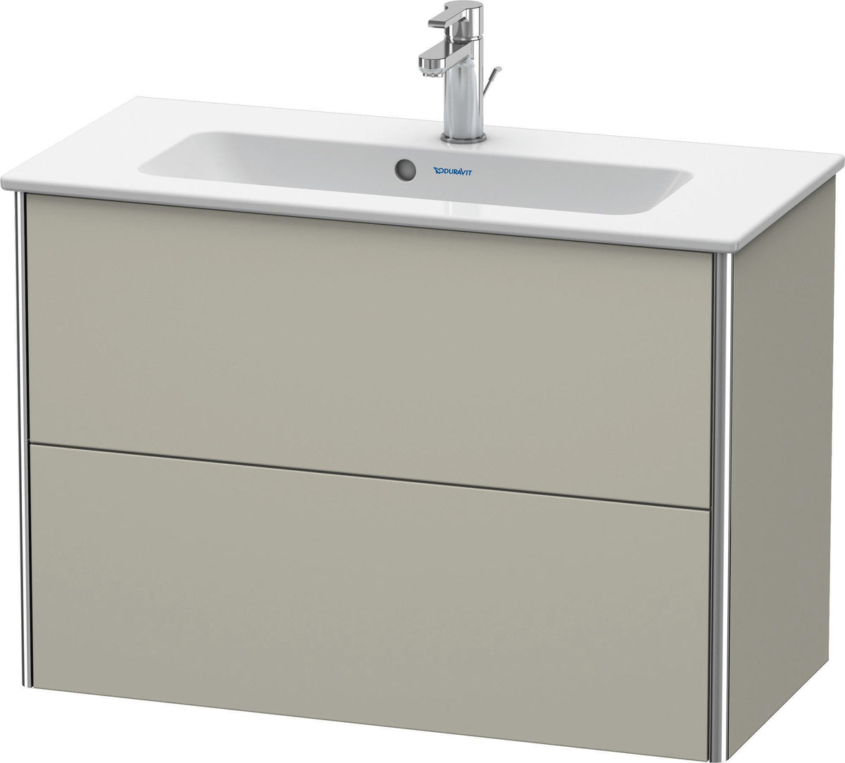 DURAVIT XSquare Waschtischunterbau 810 mm Taupe Seidenmatt mit 2 Schubkästen und Tip-On-Technik