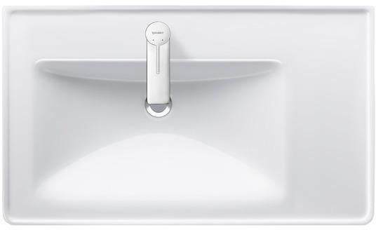 Duravit D-Neo Waschtisch 800 mm weiß mit Überlauf, Hahnlochbank und Becken links