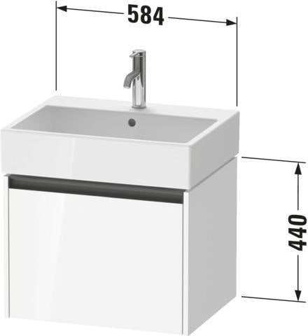Duravit Ketho.2 Waschtischunterbau 584 mm betongrau matt – wandhängend, 1 Auszug, Soft-Close