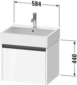 Duravit Ketho.2 Waschtischunterbau 584 mm betongrau matt – wandhängend, 1 Auszug, Soft-Close