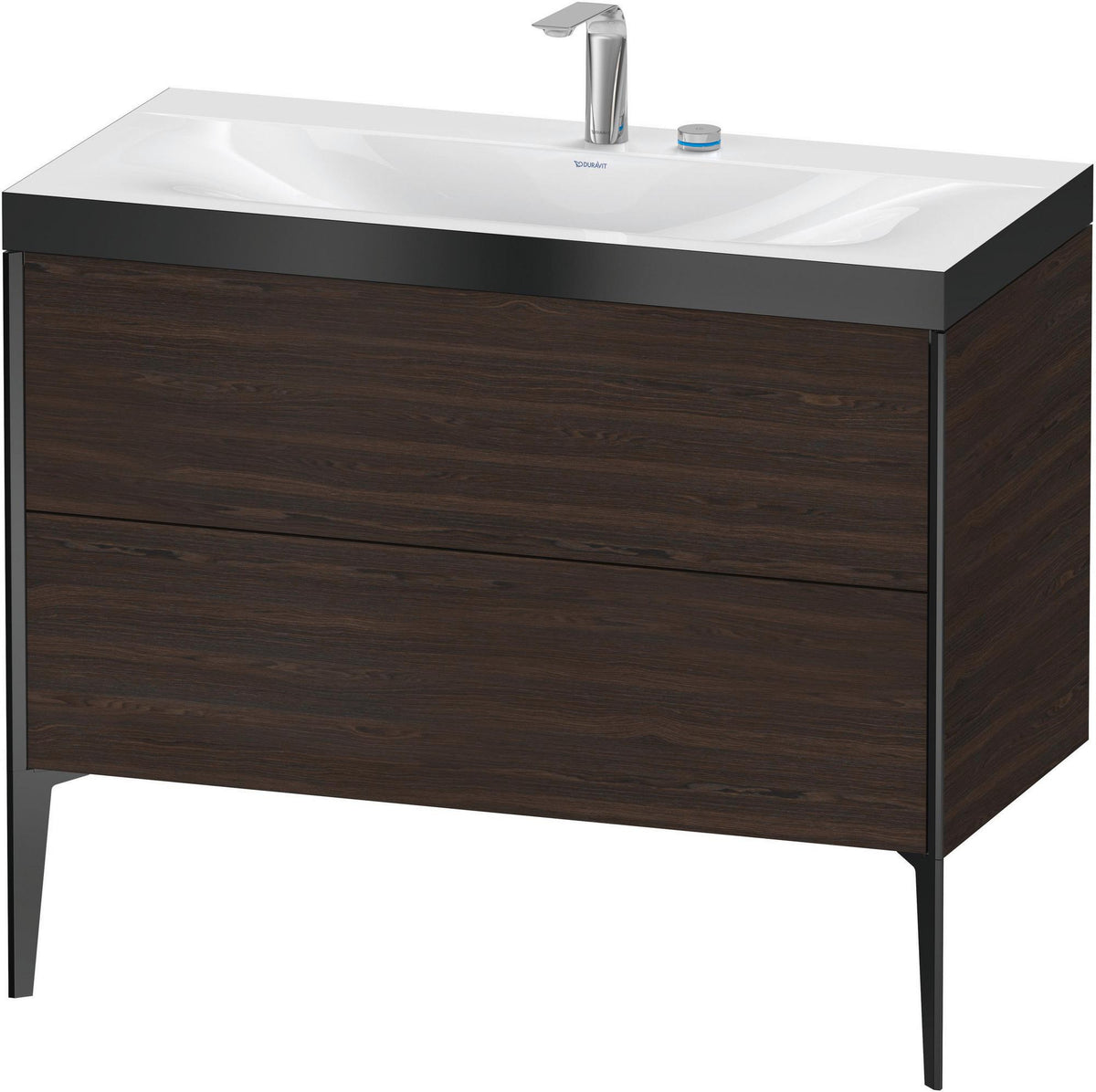 DURAVIT XViu c-bonded Waschtischunterbauset 1000 mm, 2 Auszüge, Schwarz Matt / Nussbaum