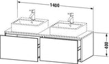 Duravit Waschtischunterbau XSQUARE 1400x400x548mm 2 Auszüge s-matt Eiche Ahorn links
