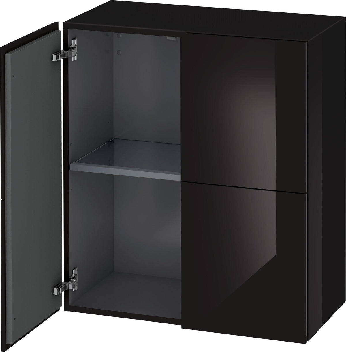DURAVIT L-Cube Halbhochschrank 363x700x800mm, 2 Türen, schwarz hochglanz, wandhängend