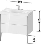 Duravit XViu c-bonded Waschtischset bodenstehend 800 mm mit 2 Auszügen, Push-Open und Soft-Close