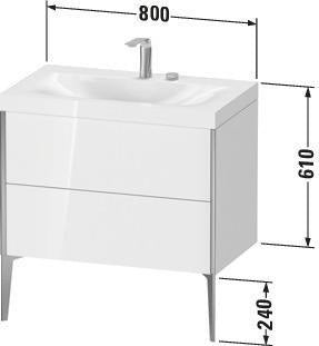 Duravit XViu Möbelwaschtischset 800x480mm mit Unterbau, 2 Auszügen & Viu Waschtisch – Nussbaum Mitte