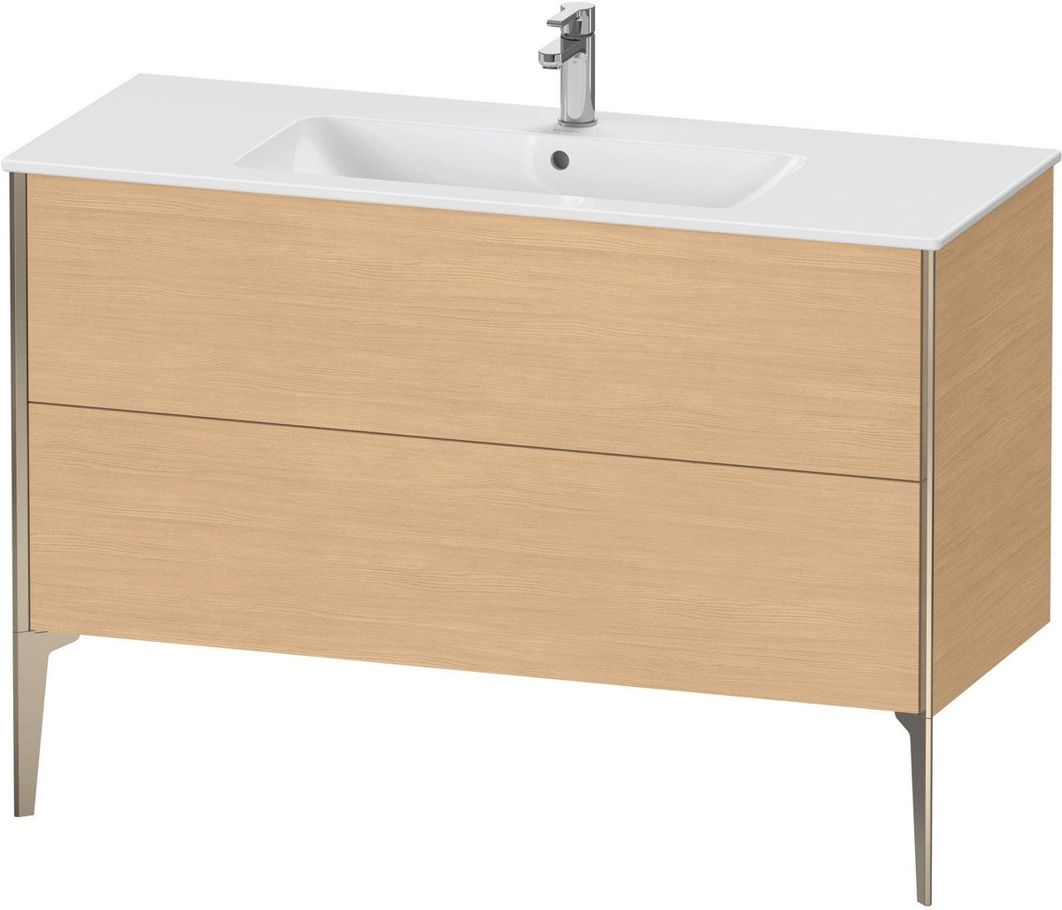 DURAVIT XViu Waschtischunterbau bodenstehend 1210 mm, 2 Auszüge, champagner matt/weiß matt