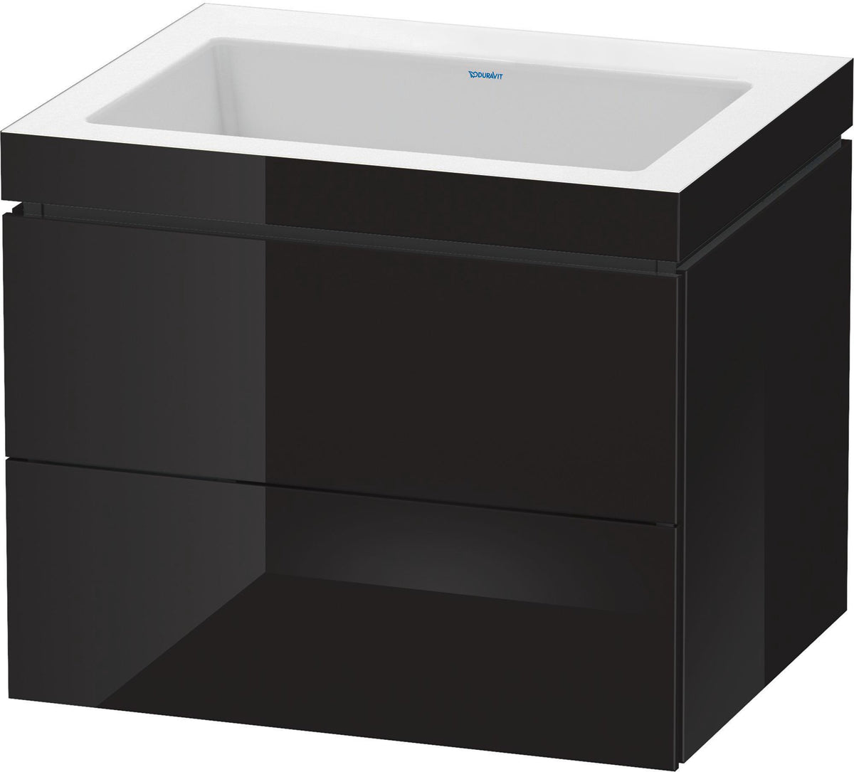 Duravit L-Cube c-bonded Waschtischset 600 mm mit Vero Air, 2 Schubkästen, Black Hochglanz