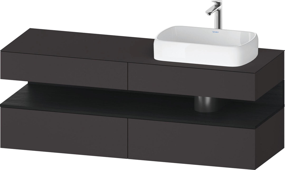 Duravit Qatego Konsolenwaschtischunterbau 1600 mm Weiß Hochglanz mit Eiche Schwarz Nische