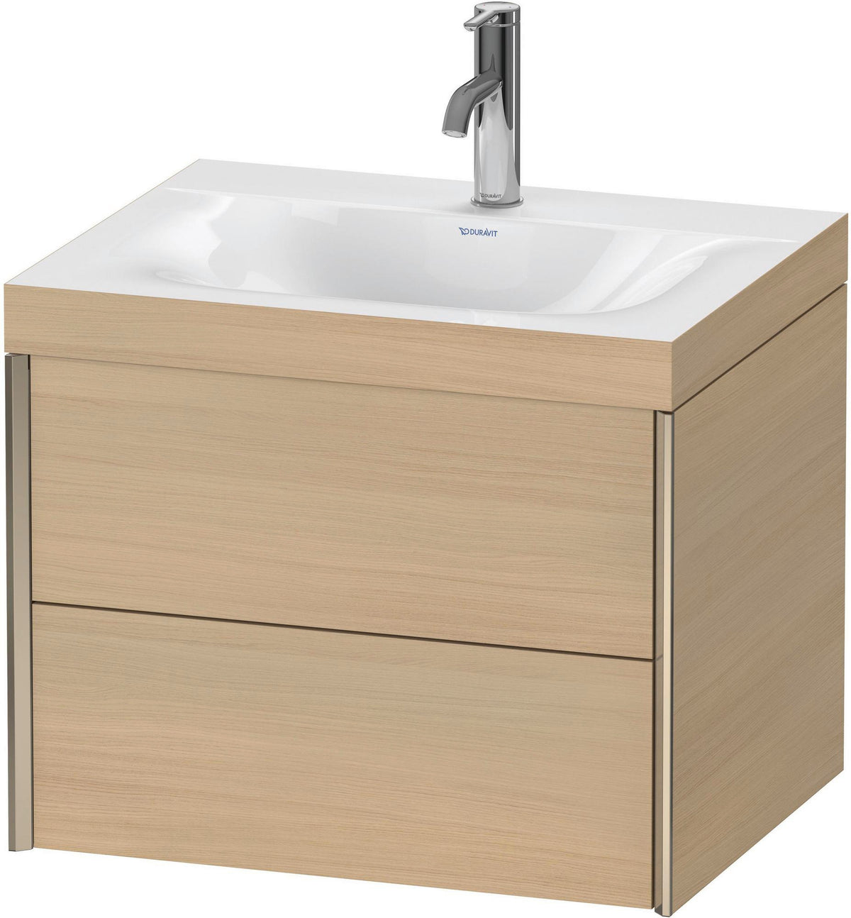 DURAVIT XViu Waschtischunterbau 600 mm mit 2 Schubkästen, champagner matt / mediterrane Eiche