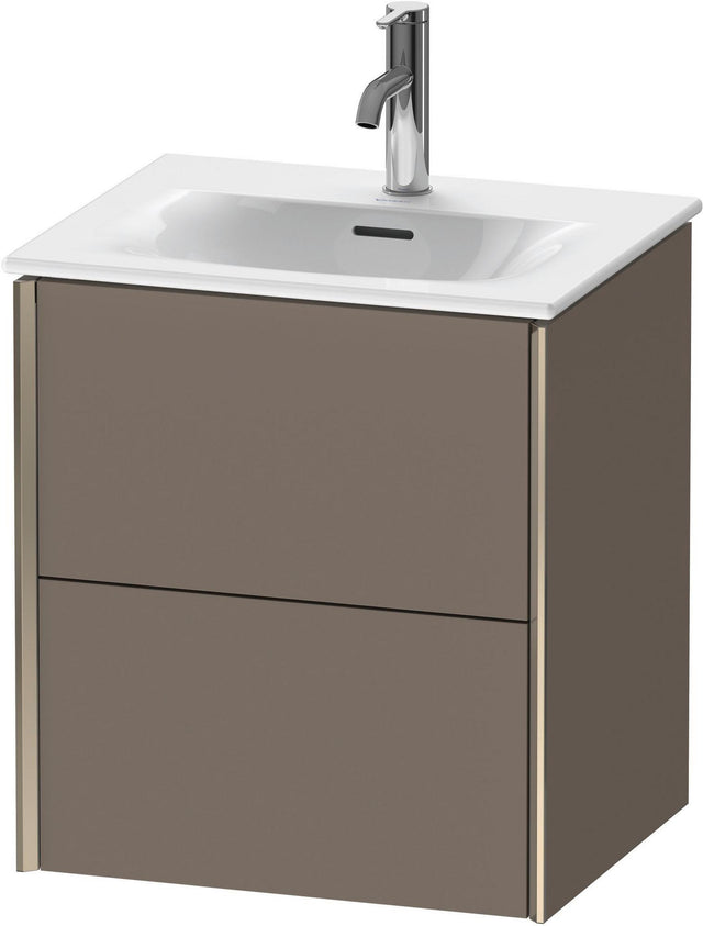Duravit XViu Waschtischunterbau wandhängend 557 mm, 2 Schubkästen, flannel grey seidenmatt – ohne Griff, mit Tip-On-Technik