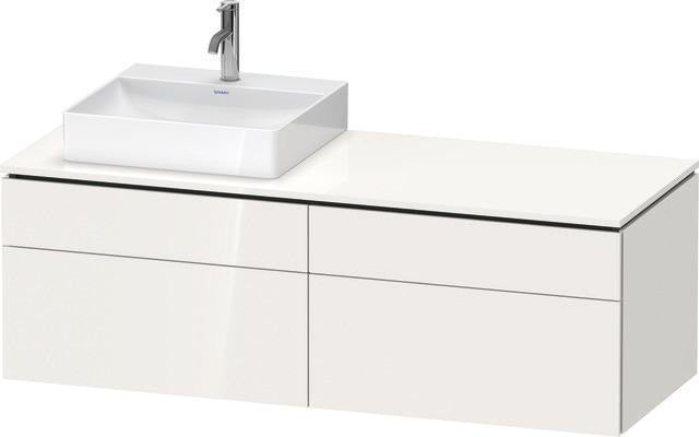 Duravit L-Cube Waschtischunterbau 1420 mm taupe supermatt links – wandhängend mit Tip-On