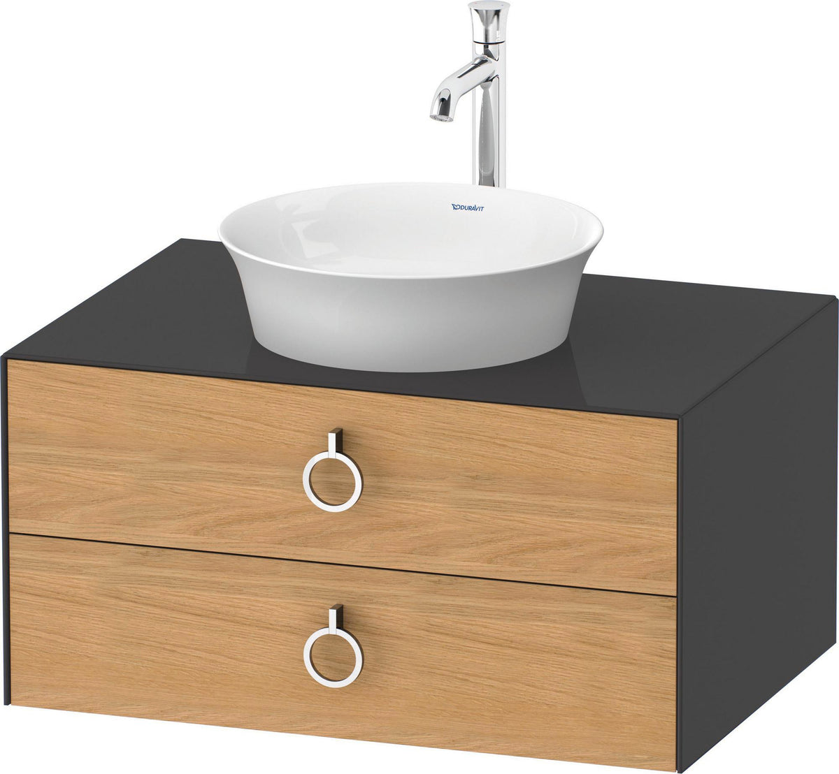 DURAVIT White Tulip Waschtischunterbau 800 mm, 2 Schubkästen, LED, Philippe Starck, weiß seidenmatt