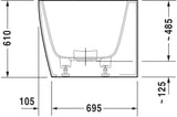 Duravit DURASQUARE Whirlwanne 180x80 cm Ecke links mit Air-System, 2 Rückenschrägen, Mineralguss weiß