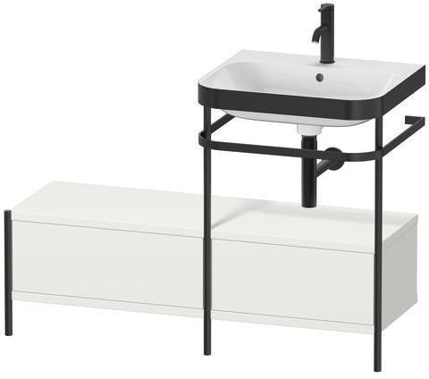 Duravit Waschtischset Happy D.2 Plus 1200x490mm ein Hahnloch taupe supermatt mit Metallkonsole