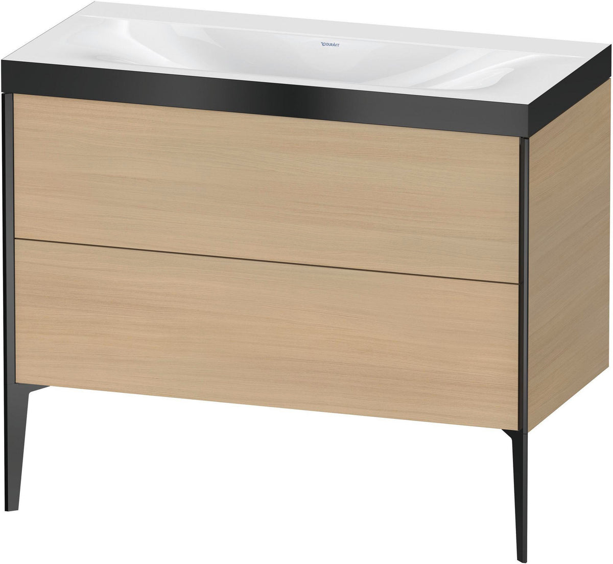 DURAVIT XViu Waschtischunterbauset 1000 mm, 2 Auszüge, Eiche dunkel gebürstet, schwarz matt