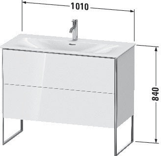 Duravit Waschtischunterbau XSquare 1010 mm, 2 Auszüge, weiß matt, bodenstehend, für Viu