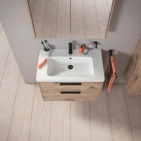 DURAVIT D-Code Halbhochschrank 400 mm, rechts, Basalt Matt, 1 Tür, Glasböden