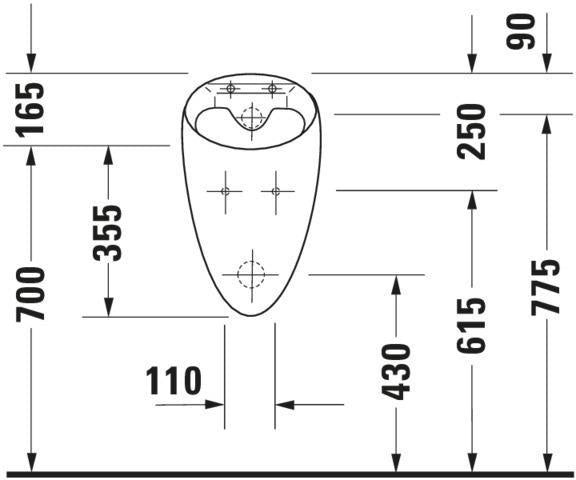 Duravit Urinal STARCK 1 320 x 285 mm mit Fliege, weiß, für Deckel, absaugend