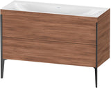 DURAVIT XViu Waschtischunterbauset 1200 mm mit 2 Auszügen, Schwarz Matt / Amerikanischer Nussbaum