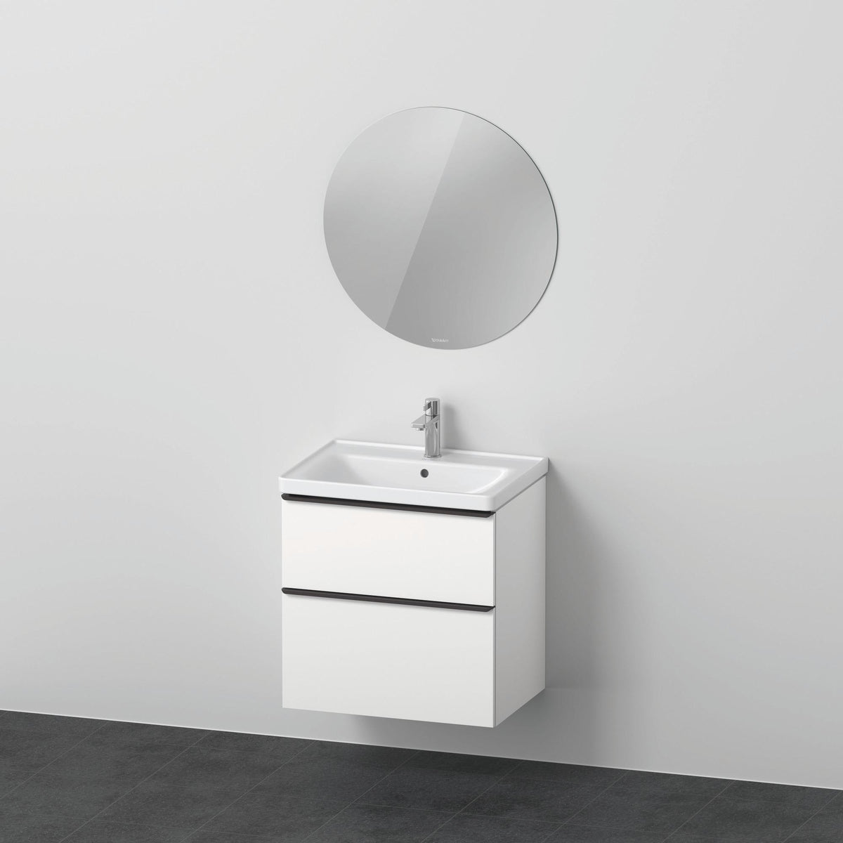 Duravit D-Neo Möbel-Set wandhängend 650x480mm mit Waschtisch, Untertisch-Auszug & LED-Spiegel in Eiche Sch.