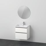 Duravit D-Neo Möbel-Set wandhängend 650x480mm mit Waschtisch, Untertisch-Auszug & LED-Spiegel in Eiche Sch.