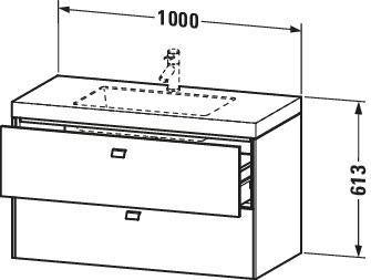 DURAVIT Brioso c-bonded Waschtischset 1000 mm mit Vero Air Waschtisch, 2 Schubkästen, Betongrau Matt