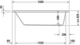 DURAVIT D-Code Einbau-Badewanne 1700x750 mm Weiß mit Überlauf und 1 Rückenschräge
