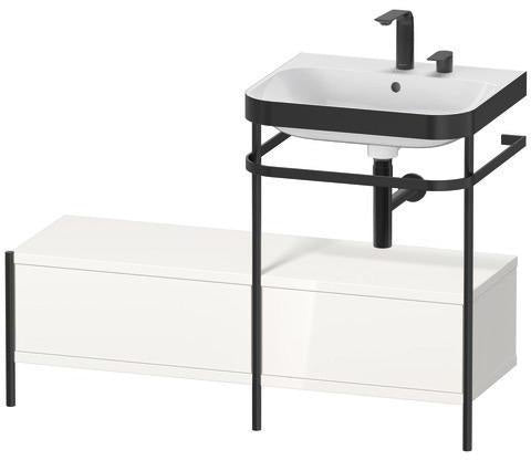 Duravit Waschtischset Happy D.2 Plus 1200x490mm ein Hahnloch taupe supermatt mit Metallkonsole