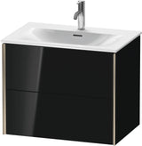 Duravit XViu Waschtischunterbau wandhängend 710 mm, 2 Schubkästen, champagner matt/schwarz hochglanz