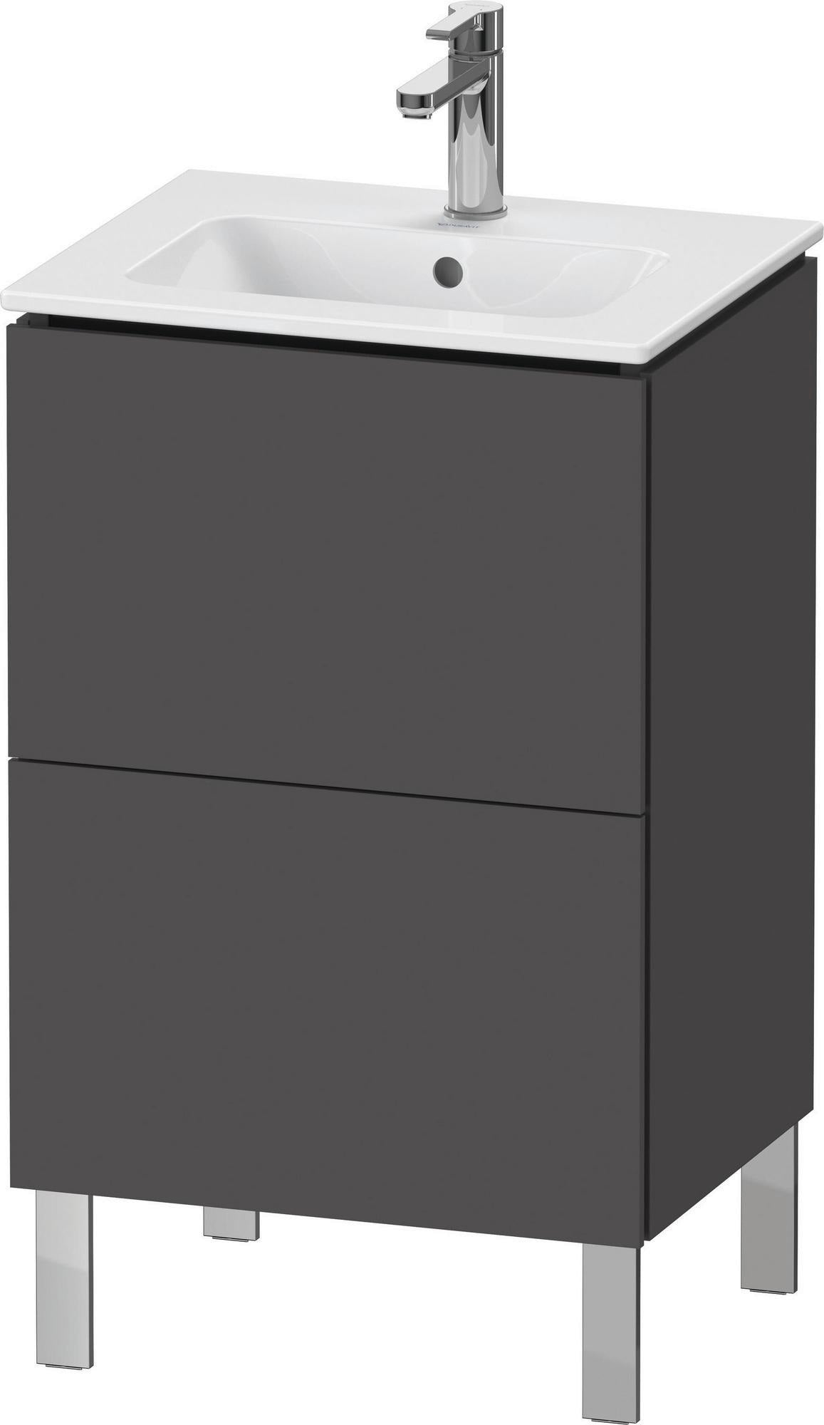 Duravit L-Cube Waschtischunterbau bodenstehend, 2 Auszüge, Weiß Matt, 520 mm