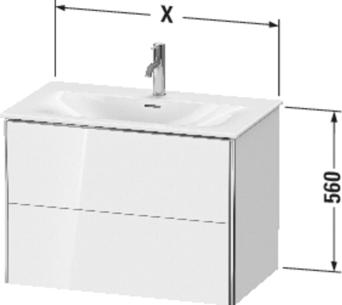 Duravit Waschtischunterbau XSquare 810 mm – Wandhängend, 2 Schubkästen, Seidenmatt