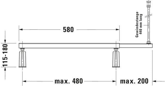 Duravit D-Code Fußgestell für Eckbadewanne 700137, 40x580x115 mm, Stahl