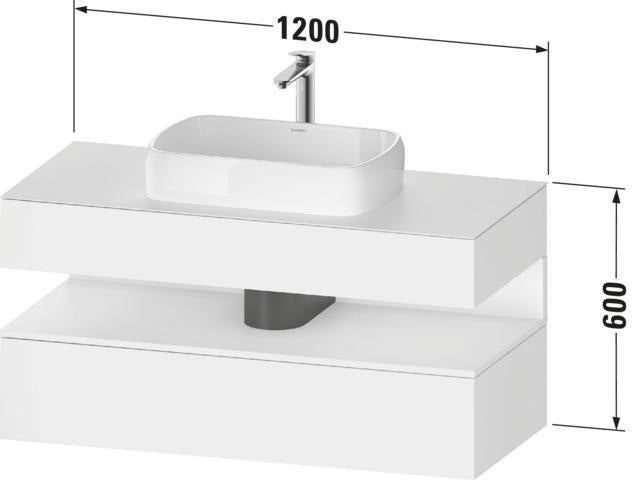 Duravit Qatego Konsolenwaschtischunterbau 1200 mm Weiß Matt mit Eiche Terra Nische und Tip-On Technik