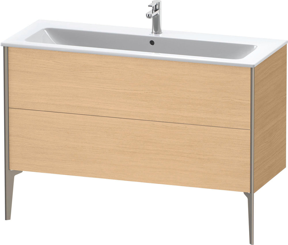 DURAVIT XViu Waschtischunterbau bodenstehend 1210 mm, 2 Auszüge, champagner matt/weiß matt