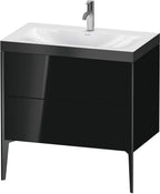 Mitteldichte Faserplatte (MDF) / 2Ausz.,1Hl,schwarz / schwarz hochglanz