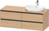 Duravit Ketho.2 Waschtischunterbau 1400 mm betongrau matt mit 4 Schubkästen