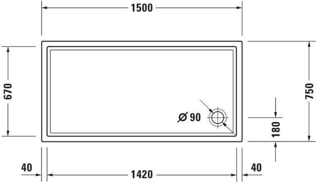 DURAVIT Starck Slimline Duschwanne 1400x750 mm Weiß Sanitäracryl mit Antislip