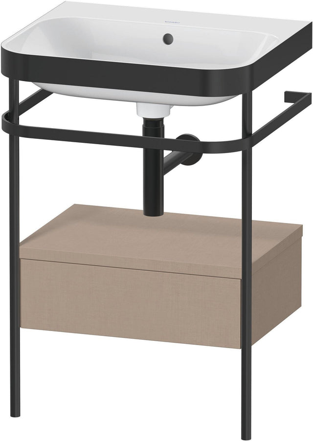 DURAVIT Happy D.2 c-bonded Waschtischset mit Metallkonsole, 850x575x490 mm, Leinen – bodenstehend, Tip-On
