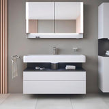 Duravit Qatego Waschtischunterbau 1190 mm – Weiß Matt mit Eiche Schwarz Nische, 1 Auszug, LED